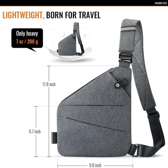 Anti Theft Crossbody Bag, Shoulder Bag Anti-theft Design for Travel, Sport, Work - Picture 5 of 7